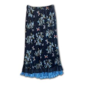 Butterfly Floral Polka Dot Maxi Skirt